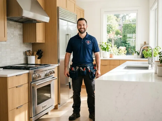 Appliance Repair Hero technician in a Burbank, CA kitchen after an appliance repair